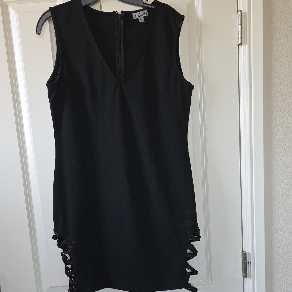 J for Justify Black Mini Dress with Lace-Up Sides